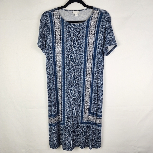 J Jill Paisley Print Mini T-shirt Dress Size Small Petite - Picture 2 of 7
